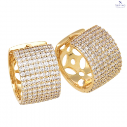KOLCZYKI POZŁACANE 19/12 MM BRYLANTOWE KÓŁKA XUPING 76879