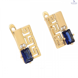 KOLCZYKI POZŁACANE 15/9 MM GREK Z SZAFIREM XUPING 76883