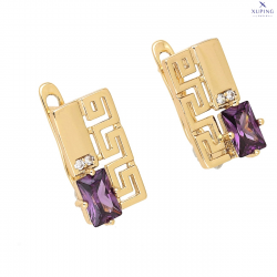 KOLCZYKI POZŁACANE 15/9 MM GREK Z AMETYSTEM XUPING 76885