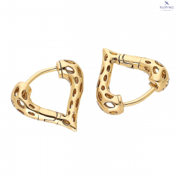 KOLCZYKI POZŁACANE 14/4 MM AŻUROWE ZŁOTE SERCE XUPING 76913