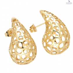 KOLCZYKI POZŁACANE 32/18 MM ZŁOTA AŻUROWA ŁEZKA XUPING 76917