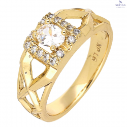 PIERŚCIONEK POZŁACANY 8 MM ELEGANCKI Z BRYLANTEM XUPING 76935
