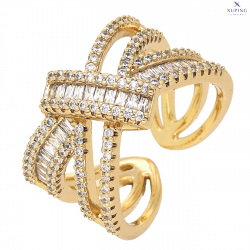 PIERŚCIONEK POZŁACANY 12 MM BRYLANTOWA KOKARDA XUPING 76937