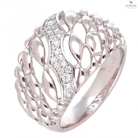 PIERŚCIONEK PLATYNOWANY 14 MM ELEGANCKI AŻUR XUPING 76945