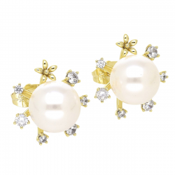 KOLCZYKI 14K POZŁACANE 20 MM PERŁA BRYLANTACH XUPING 77106