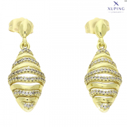 KOLCZYKI 14K POZŁACANE 32/12 MM WISZĄCE ELEGANTKI XUPING 77108