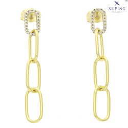 KOLCZYKI 14K POZŁACANE 44/7 MM WISZĄCE ELEGANTKI XUPING 77109