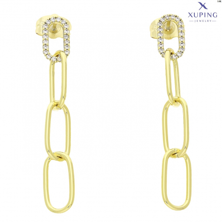 KOLCZYKI 14K POZŁACANE 44/7 MM WISZĄCE ELEGANTKI XUPING 77109