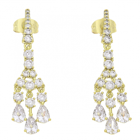 KOLCZYKI 14K POZŁACANE 42/10 MM BRYLANTOWA ELEGANCJA XUPING 77110