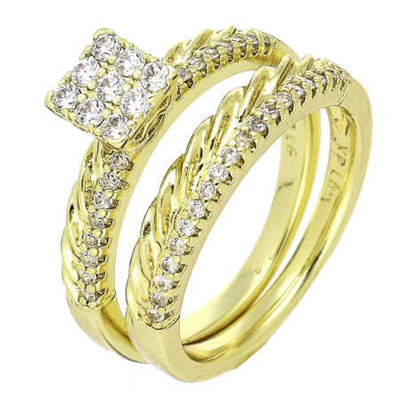 DWA PIERŚCIONKI 14K POZŁACANE 7 MM ELEGANCE XUPING 77127