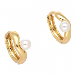 KOLCZYKI POZŁACANE 13/6 MM KÓŁECZKA Z PEREŁKĄ XUPING 77182