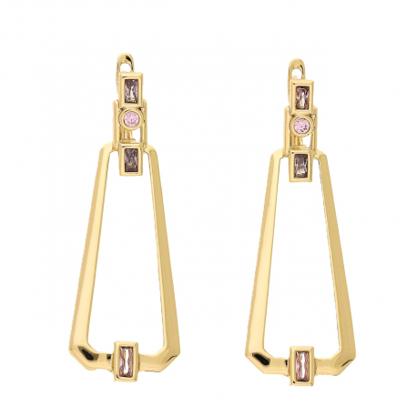 KOLCZYKI POZŁACANE 48/17 MM ELEGANTKI Z RÓŻOWE BRYLANTY XUPING 77235