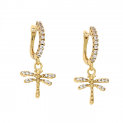 KOLCZYKI POZŁACANE 29/14 MM BRYLANTOWE WAŻKI XUPING 77249