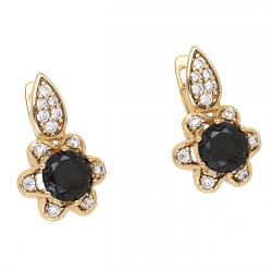 KOLCZYKI POZŁACANE 18/11 MM CZARNE BRYLANTY XUPING 77257