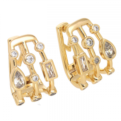 KOLCZYKI POZŁACANE 18/13 MM ZESTAW BRYLANTÓW XUPING 77276