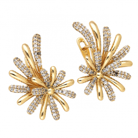 KOLCZYKI POZŁACANE 26/20 MM BRYLANTOWE FAJERWEKI XUPING 77277