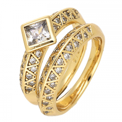 DWA PIERŚCIONEKI POZŁACANE 8 MM ELEGANCJA RADIANTU XUPING 77317