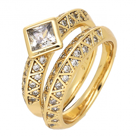 DWA PIERŚCIONEKI POZŁACANE 8 MM ELEGANCJA RADIANTU XUPING 77317
