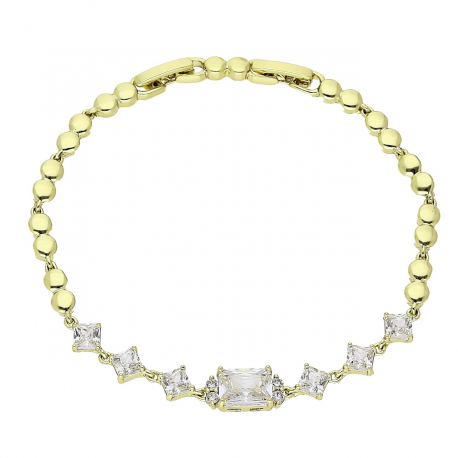 BRANSOLETKA 14K POZŁACANA 19-17 CM 7 MM BRYLANTOWA ELEGANCJA XUPING 77579