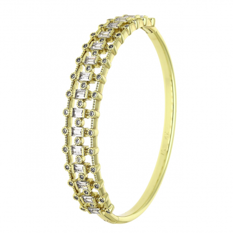 BRANSOLETKA 14K POZŁACANA 57/12 MM BRYLANTOWY BANGLE XUPING 77587