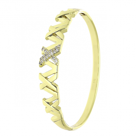 BRANSOLETKA 14K POZŁACANA 54/9 MM BRYLANTOWY BANGLE XUPING 77589