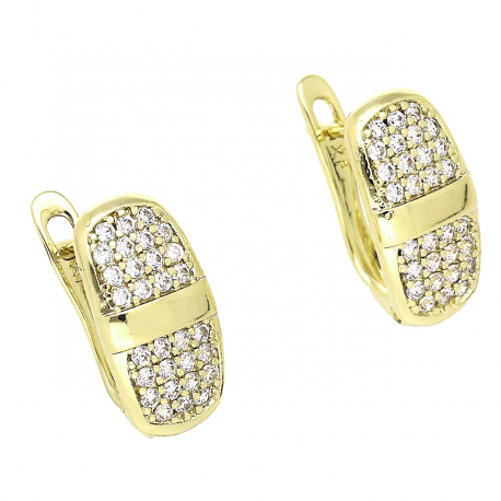 KOLCZYKI 14K POZŁACANE 15/7 MM BRYLANTOWE MALUSZKI XUPING 77625