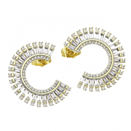 KOLCZYKI 14K POZŁACANE 26/21 MM BRYLANTOWE LUXURY XUPING 77628