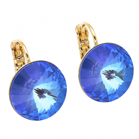KOLCZYKI POZŁACANE 16/14 MM DELITE BLUE CRYSTAL XUPING 77654