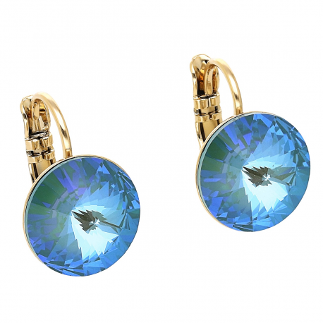 KOLCZYKI POZŁACANE 16/12 MM DELITE SAPHIRE LIGHT CRYSTAL XUPING 77679