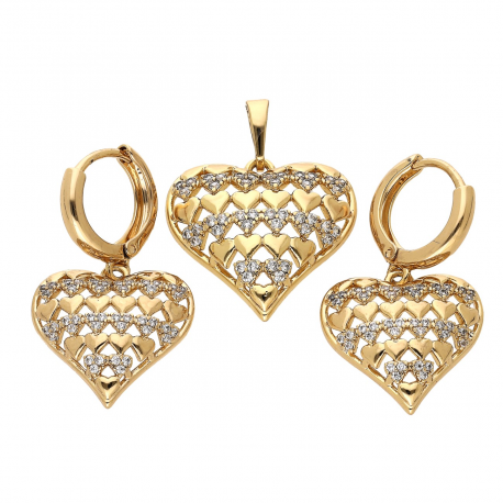 KOLCZYKI POZŁACANE 32/18 MM Z ZAWIESZKĄ 28/22 MM XUPING 77706