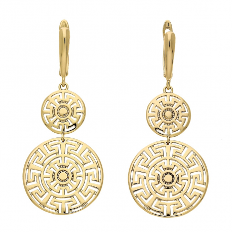 KOLCZYKI POZŁACANE 50/21 MM GRECKIE KRĘGI XUPING 77734