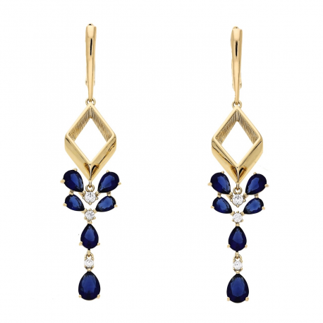 KOLCZYKI POZŁACANE 75/17 MM SZAFIROWE LUXURY XUPING 77739