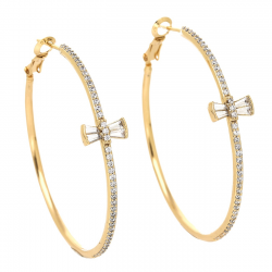 KOLCZYKI POZŁACANE 45/10 MM BRYLANTOWE KOŁA XUPING 77799