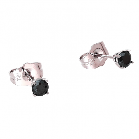 KOLCZYKI PLATYNOWANE 4 MM CZARNY BRYLANCIK XUPING 77801