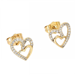 KOLCZYKI POZŁACANE 11/11 MM SERCE W SERCU XUPING 77825