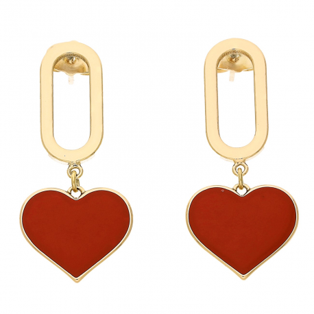 KOLCZYKI POZŁACANE 38/17 MM CZERWONE SERCA XUPING 77830
