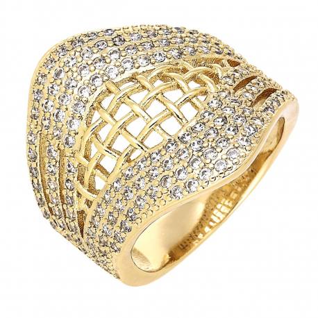 PIERŚCIONEK POZŁACANY 20 MM BRYLANTOWA ELEGANCJA XUPING 77835