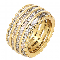 PIERŚCIONEK POZŁACANY 12 MM BRYLANTOWY LUXURY XUPING 77837