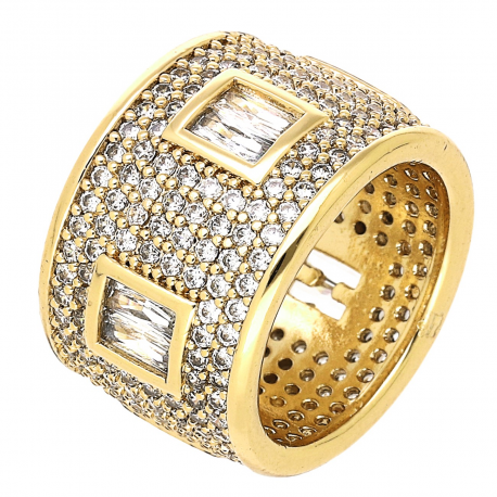 PIERŚCIONEK POZŁACANY 14 MM BRYLANTOWY LUXURY XUPING 77840