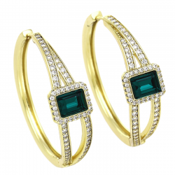 KOLCZYKI 14K POZŁACANE 40/12 MM EMERALD CRYSTAL XUPING 77961