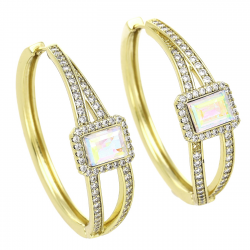 KOLCZYKI 14K POZŁACANE 40/12 MM AB CRYSTAL XUPING 77963