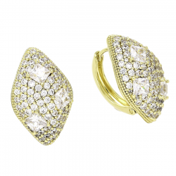 KOLCZYKI 14K POZŁACANE 21/13 MM MOCNO BRYLANTOWE XUPING 77982