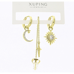 TRZY KOLCZYKI 14K POZŁACANE XUPING 78016