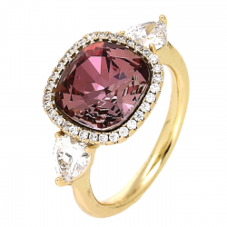 PIERŚCIONEK POZŁACANY 13 MM AMETHYST CRYSTAL XUPING 78068