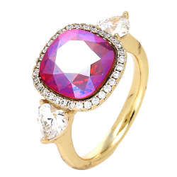 PIERŚCIONEK POZŁACANY 13 MM VOLCANO CRYSTAL XUPING 78069
