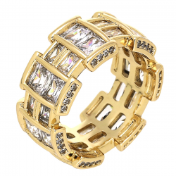 PIERŚCIONEK POZŁACANY 9 MM BRYLANTOWY LUXURY XUPING 78100