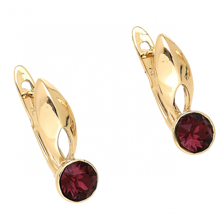KOLCZYKI POZŁACANE 17/6 MM FUCHSIA CRYSTAL XUPING 78120