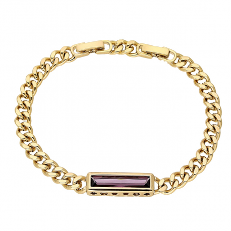 BRANSOLETKA POZŁACANA 19,5-17 CM 7 MM AMETYST BAGIETA XUPING 78135