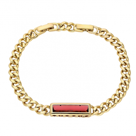 BRANSOLETKA POZŁACANA 19,5-17 CM 7 MM RUBIN BAGIETA XUPING 78137