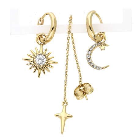 TRZY KOLCZYKI POZŁACANE KAŻDY INNY 2W1 XUPING 78187